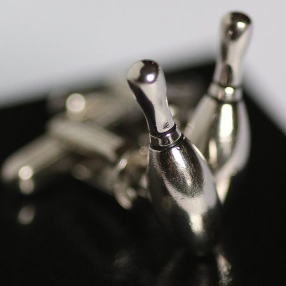 Vintage Bowling Pin Cuff Links - Silver Color - Picture 2 of 5